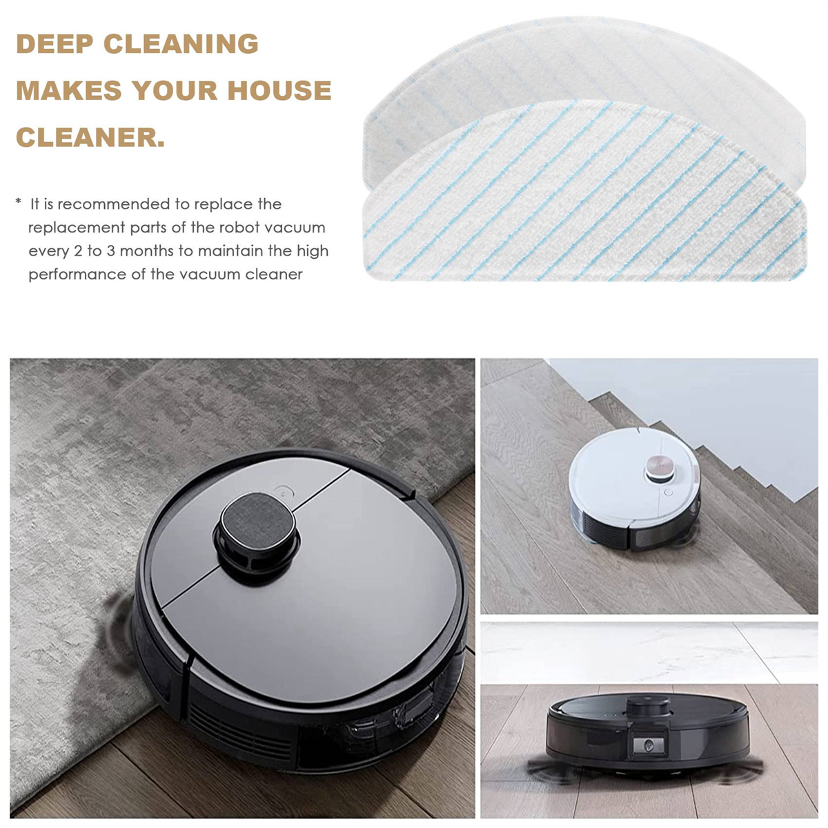 50Pcs Disposable Strong Rag Mop Cloths Pads for Deebot OZMO T8 T8