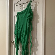 Women’s Dress Fashion Nova Ruffles And Roses Midi Dress Green 2X