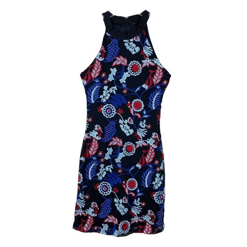 aqua black dress short Black and Aqua Printed Short Dress