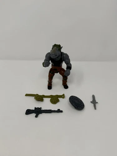 1988 Ninja Turtles TMNT Rocksteady Hardhead Figure with Accessories