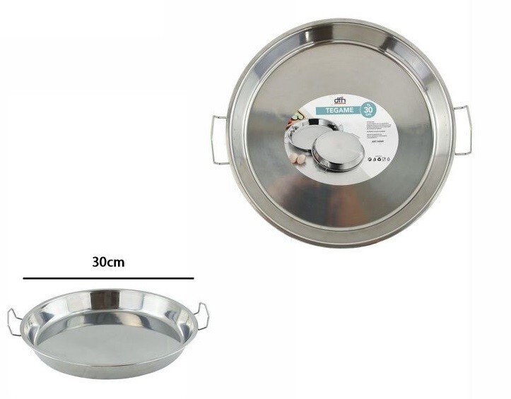 Bandeja Sartén Plato Acero Inoxidable Con Asas 30cm