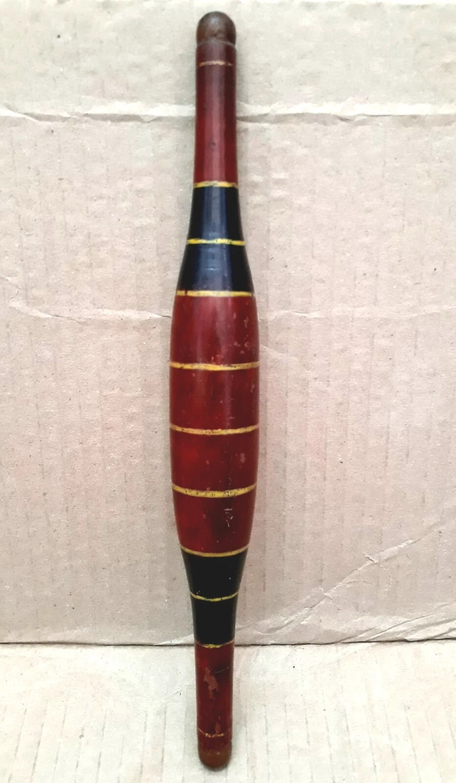 Vintage Primitive Handmade Lacquered Tortilla Bread Bakers Wooden Rolling Pin.