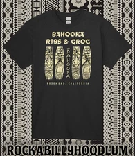 Retro Tiki Art Tee T Shirt Cotton Bar Mug Restaurant Bahooka Ribs and Grog CA