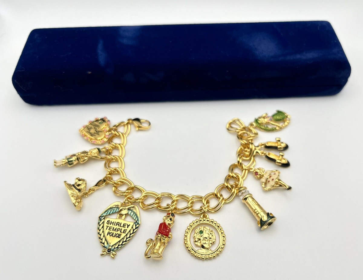 Vtg Danbury Mint/Fox Studio Shirley Temple 10 Charm Bracelet Mint