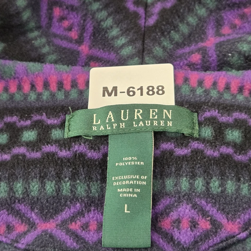 Ropa de dormir Lauren Ralph para mujer L púrpura Fair Isle camiseta para dormir polar logotipo Henley Foto 2 de 4