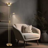 Stehlampe Deckenfluter Standleuchte Dimmer Leseleuchte Messing Led Leselampe