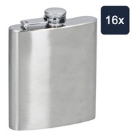 16 X Flachmann 7Oz 200Ml. Edelstahl GebüRstet Schnapsflache Flasche Schnaps Neu