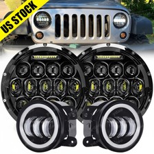 7 Led Headlights 4 Led Fog Lights Combo For Jeep Wrangler Jk Jku 2007-2018