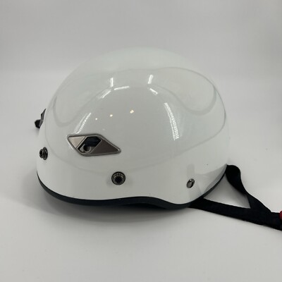 LS2 Bagger HH568 Solid Motorcycle Half Helmet Pearl White Missing Pieces As Is !