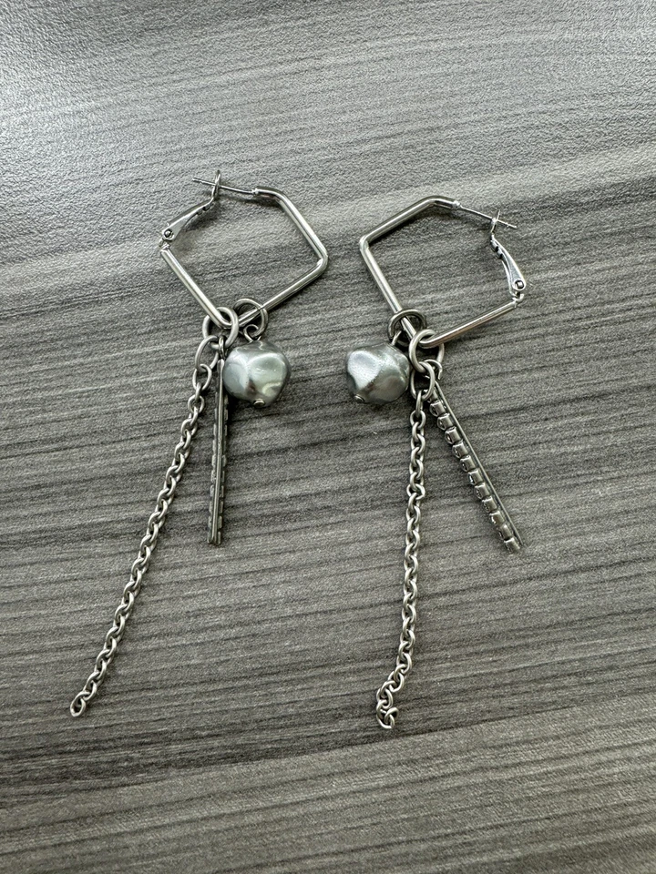 Pendientes de aro cuadrados intercambiables esmerilados Sabina Foto 2 de 4