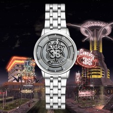 Fallout New Vegas Platinum Chip Lucky 38 Casino Engraved Wrist Watch