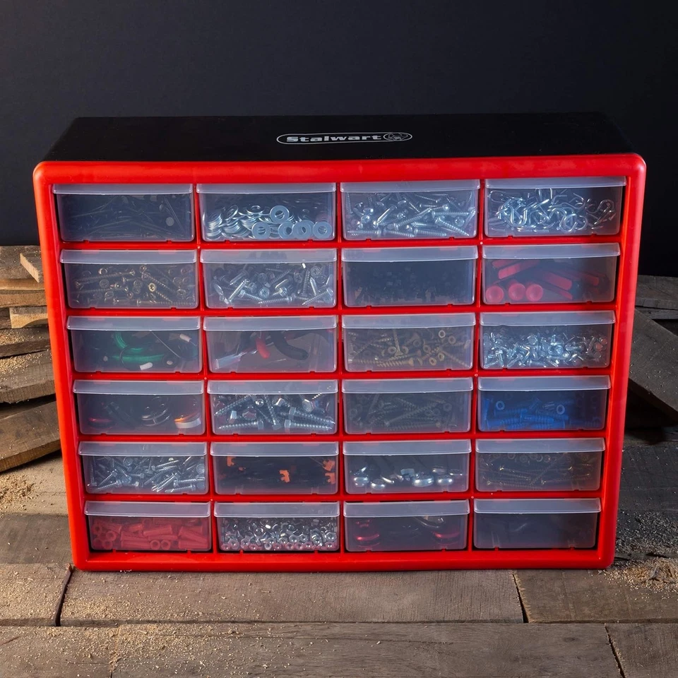 Red Plastic Drawer Organizer - 24 Compartments - Image 4 of 4