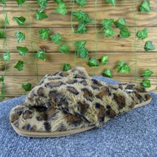 BP. Women's XL 12 13 Leopard Faux Fur Crossband Slippers Cozy Indoor Slides