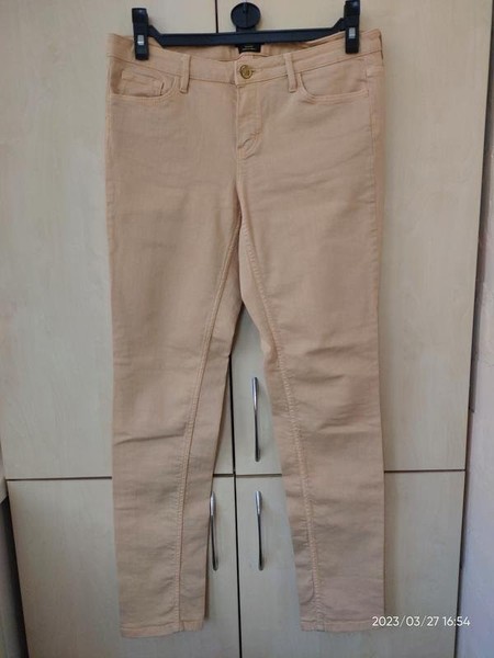Women Massimo Dutti Trousers Beige Cotton 32 / XXS