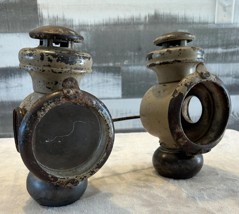 Juego de pares de luces de capucha de aceite de queroseno Ford modelo T de colección Rat Rod raro soporte de duelo Foto 2 de 4