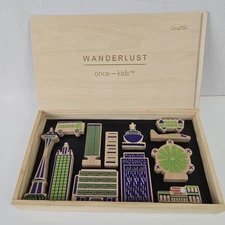 Once Kids Wanderlust Seattle 12 Wooden Block Set Space Needle Nordstrom Ferry 