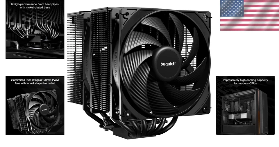 Pure Rock Pro 3 Black | 6 Heat Pipes | Quiet PWM Fan - Image 2 of 4