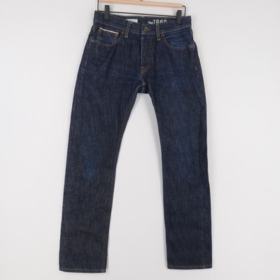 Gap 1969 Jeans Mens 28x30 Blue Slim Selvedge Ringspun Denim Button Fly Cotton