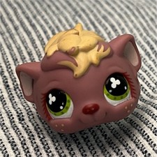 Littlest Pet Shop Cat Figure Brown w/ Yellow Hair Collectible Toy
