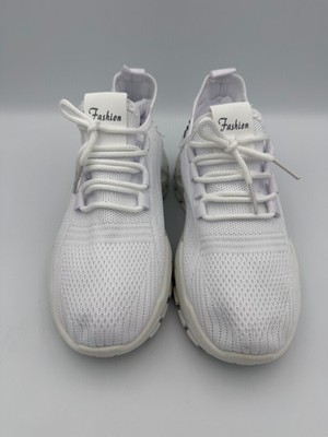 New Unbranded White Fashion Sneakers Womens Size 6.5 EU 37 Knit Athletic Shoes