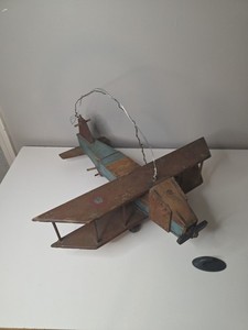 Vintage Folk Art Wooden Airplane 21"x21"