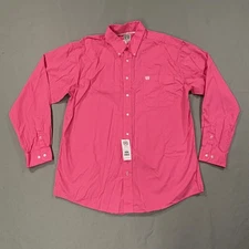Cinch Long Creek Outfitters Shirt Mens Large Pink Western Button Sleeve Cotton