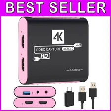 Compact 4K HDMI Video Capture Card with Built-in Audio for Streaming & Gaming