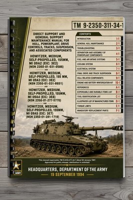 Vintage M109A2 M109A3 M109A4 M109A5 155mm Howitzer Maintenance Manual 352 Pages