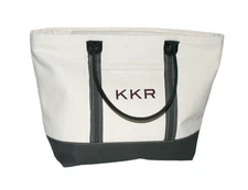 100% Authentic RARE KKR Private Equity Deluxe Boat Tote Beige / Aubergine