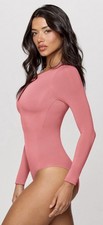 Fabletics Nearly Naked Long Sleeve Shapewear Bodysuit M Salmon New