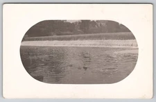 RPPC Dam Waterfall Water Lake Oval Vignette Real Photo Postcard c1911