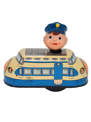 YONE Yonezawa Tin Toy Crazy Train No.2164 Conductor Wind-Up Showa Vintage Japan