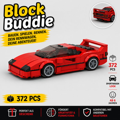 BlockBuddie  Ferrari F40 Rot Sport MOC Auto Rennwagen Klemmbausteine