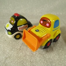 Vtech Go Go Smart Wheels Yellow BULL DOZER & POLICE CAR Vehicle Auto Kids Toy