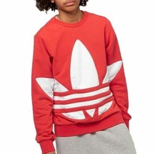 NWT Adidas Trefoil Sweatshirt Boys M Red Crewneck Logo Pullover Streetwear