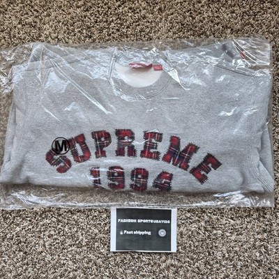 Supreme Plaid Arc Crewneck Heather Grey (M) *IN-HAND, SHIPS OUT
