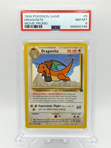 1999 Pokemon Game Movie Promo ~ Dragonite ~ 5 ~ Rare ~ PSA 8 NM-MT!