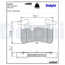 DELPHI Bremsbelagsatz Scheibenbremse LP3516 für MERCEDES S204 C218 S212 C204 CLS DELPHI Bremsbelagsatz Scheibenbremse LP3516 für MERCEDES S204 C218 S212 C204 CLS