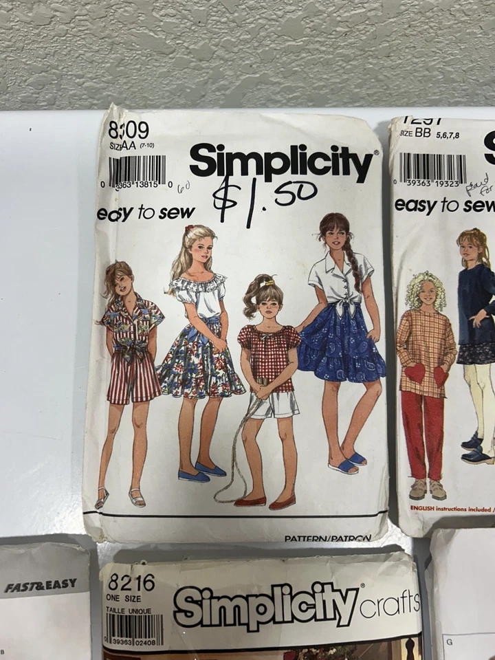 Simplicity 8309 Girls Shorts Shirt Top Skirt Pattern Size 12-14 Uncut Lot of 5 - Image 3 of 4