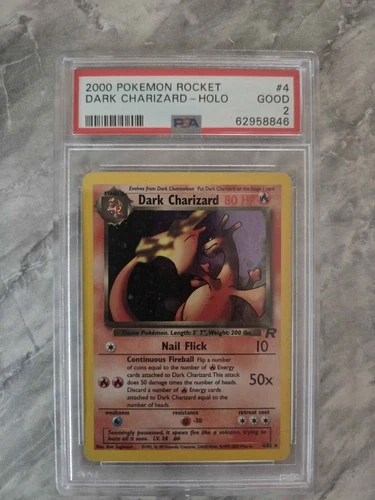2000 POKEMON ROCKET #4 DARK CHARIZARD-HOLO PSA 2