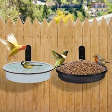 2 Fence Bird Feeder Trays - Outdoor Tree Mounted Wild Bird Bath, 7 in