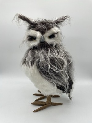 Faux Fur Owl Decor Realistic Feathered Accent Woodland Home Decoration 14 