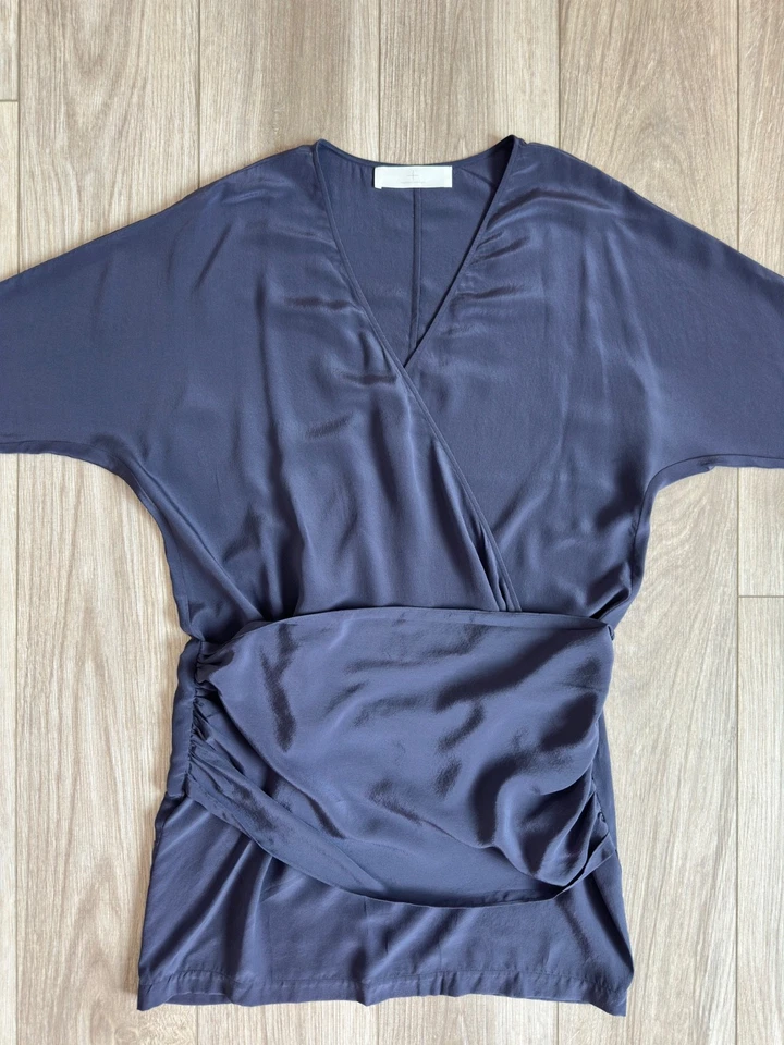 Vestido drapeado Thakoon Addition 100 % seda azul marino para mujer talla 2 cuello en V diseñador  Foto 2 de 4