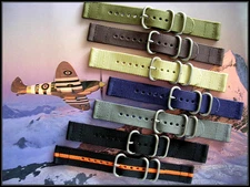Black 24mm NATO G10 ® 2pc UTC Heavy nylon watch band RAF Flieger strap IW SUISSE