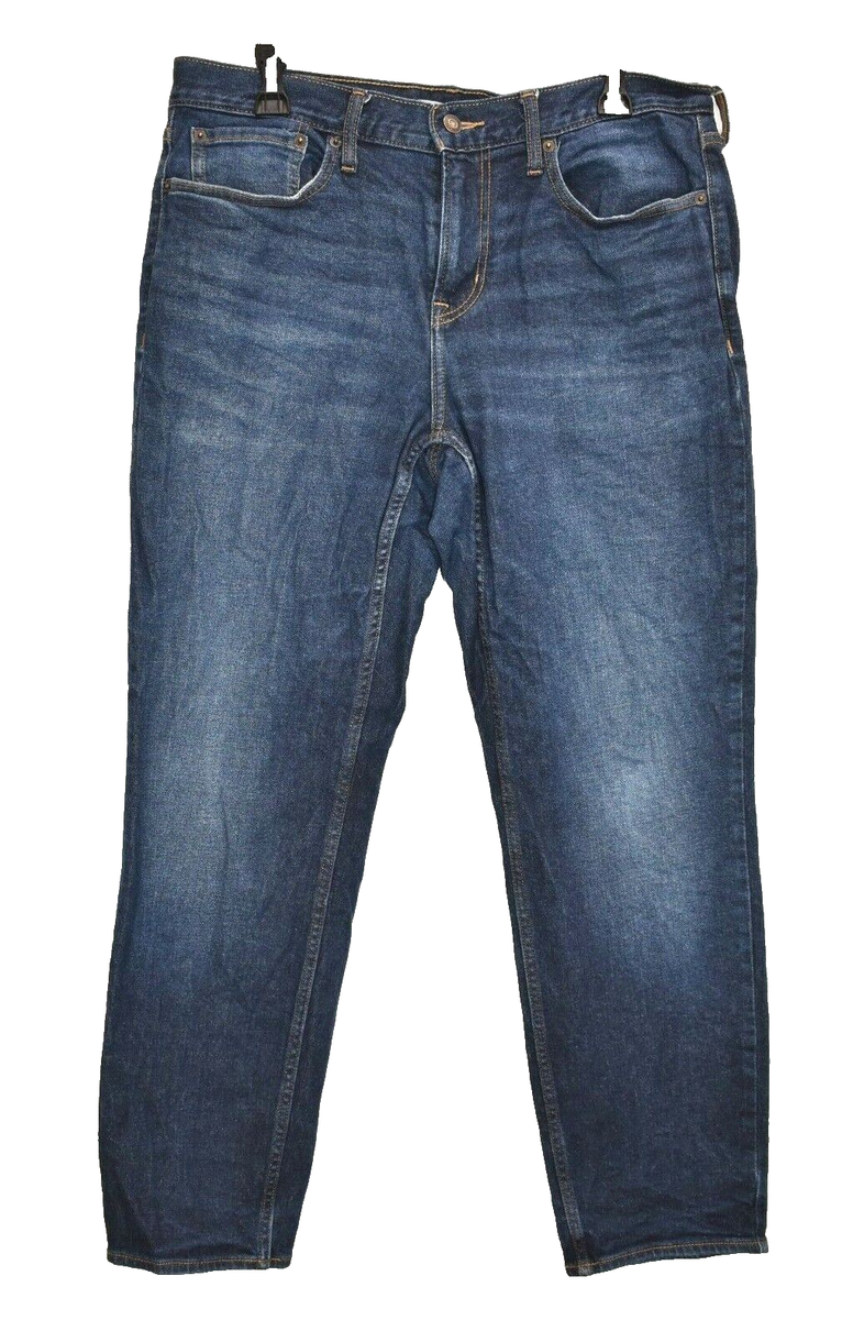 Old Navy Men Dark Wash Athletic Fit Tapered Legs Pocket Denim Blue Jeans  33x30