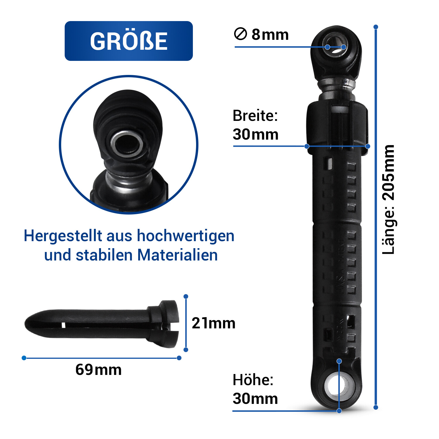 Stoßdämpfer Für LG Waschmaschine – Ohne Stift, Ersatzteil 383EER3001F, Kompatibel Mit Mehreren Modellen