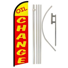 Oil Change Windless Banner Swooper Advertising Flag Pole Kit Mechanic