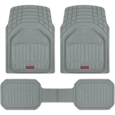 Motor Trend Heavy Duty All Weather Car Floor Mats Full Set 3pc Trim to Fit Gray