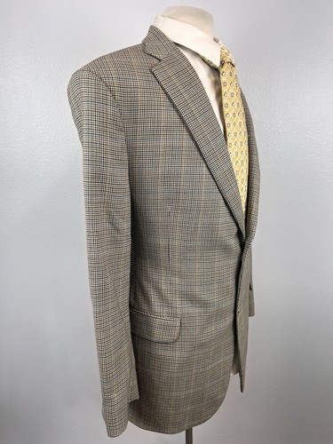 Blazer cappotto sportivo Hickey Freeman uomo oro pied de poule lana seta taglia 42 L - Foto 6 di 12