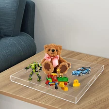 Acrylic Serving Tray w/Handles Coffee Tea Serving- Clear Kitchen Rectangular